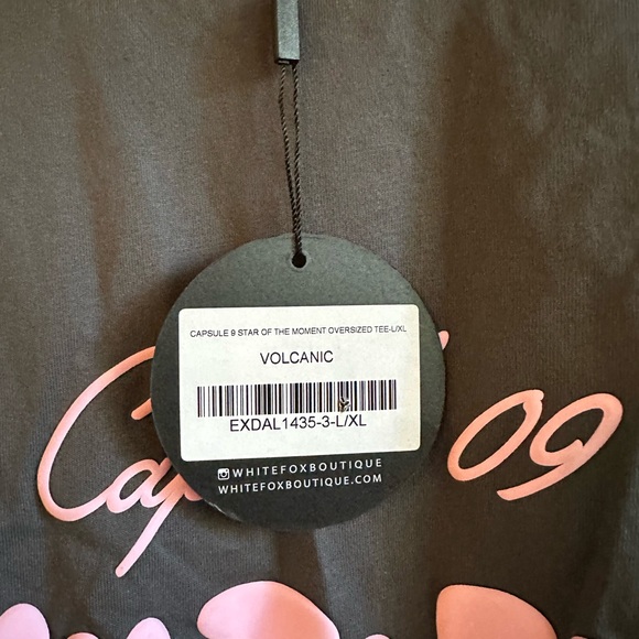 NWT White Fox Capsule 9 Volcanic oversized Tee gray pink L/XL - Picture 5 of 6